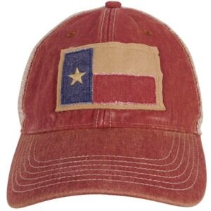 Legacy Texas Flag Ball cap hat adjustable mesh back Red Women's A207